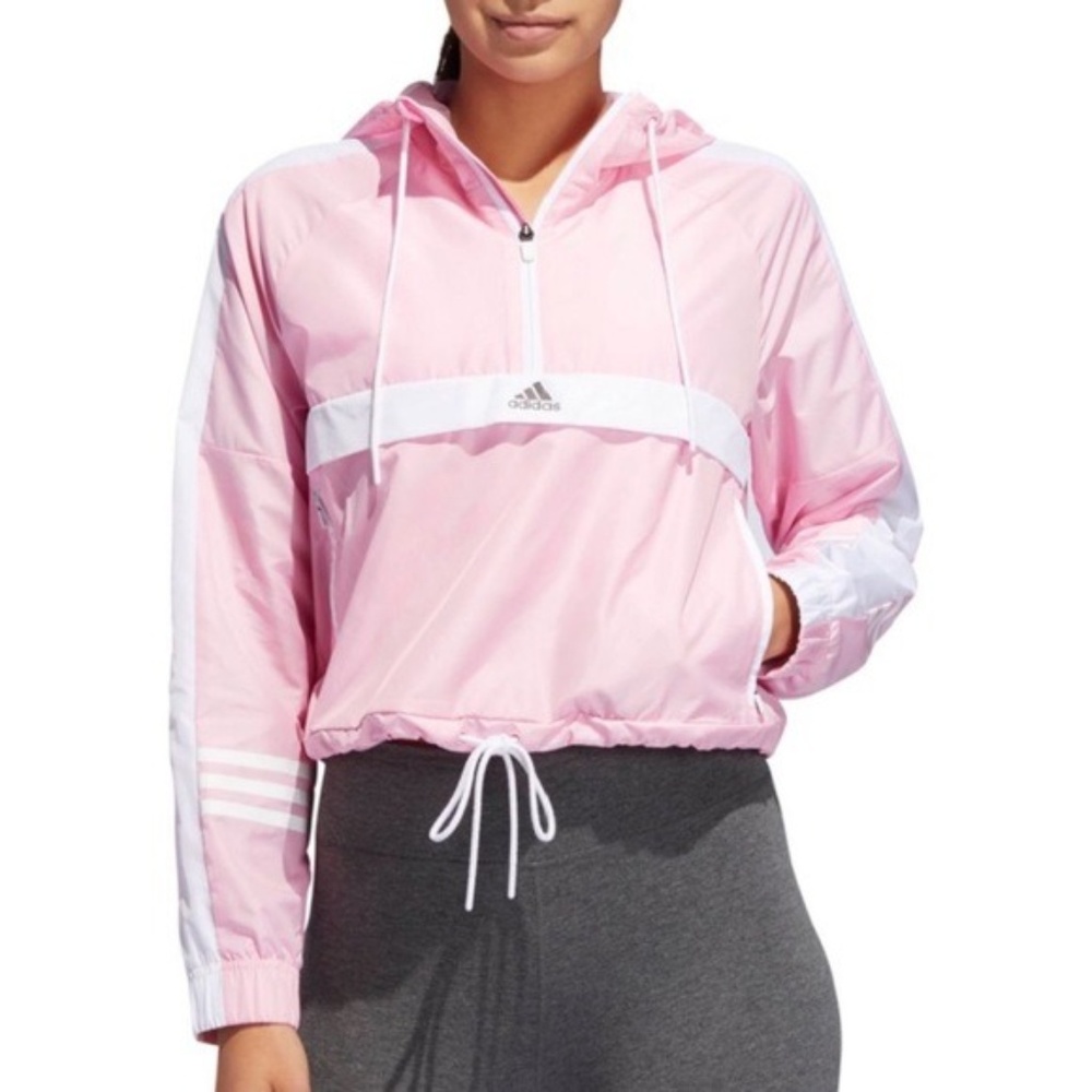 Adidas ID Wind Half Zip Jacket -Pink & White- Sz S